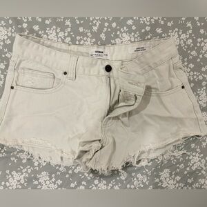 Cream White Jean Denim Shorts